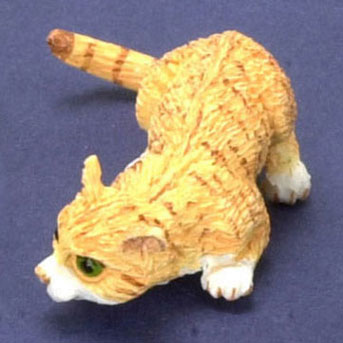 Dollhouse Miniature Sniffing Cat, Orange